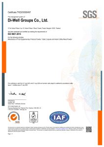 Sertifikat ISO9001 dari SGS (Thailand) Co., Ltd.